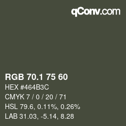 カラーコード: RGB 70.1 75 60 | qconv.com