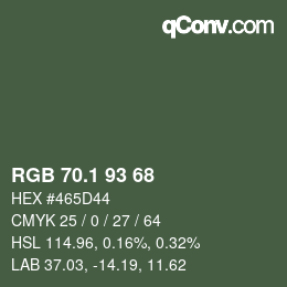 カラーコード: RGB 70.1 93 68 | qconv.com