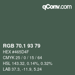 カラーコード: RGB 70.1 93 79 | qconv.com