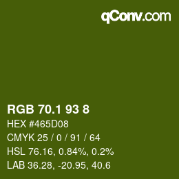 カラーコード: RGB 70.1 93 8 | qconv.com