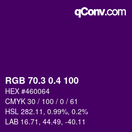 カラーコード: RGB 70.3 0.4 100 | qconv.com