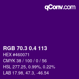 カラーコード: RGB 70.3 0.4 113 | qconv.com
