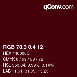 カラーコード: RGB 70.3 0.4 12 | qconv.com