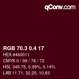 カラーコード: RGB 70.3 0.4 17 | qconv.com