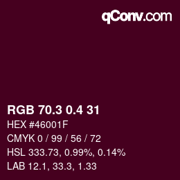 カラーコード: RGB 70.3 0.4 31 | qconv.com