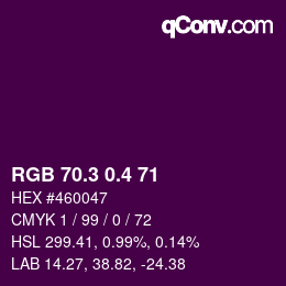 カラーコード: RGB 70.3 0.4 71 | qconv.com