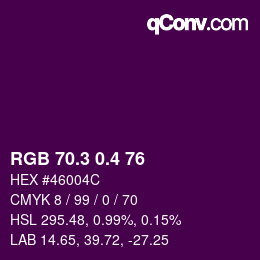 カラーコード: RGB 70.3 0.4 76 | qconv.com