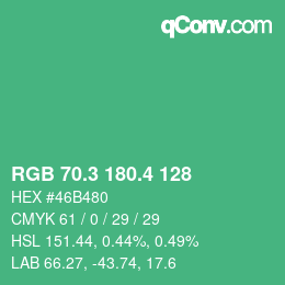 カラーコード: RGB 70.3 180.4 128 | qconv.com