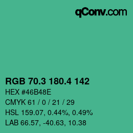 カラーコード: RGB 70.3 180.4 142 | qconv.com