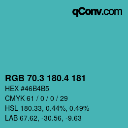 カラーコード: RGB 70.3 180.4 181 | qconv.com