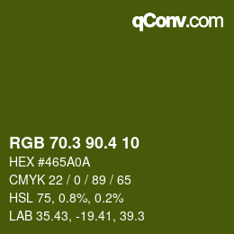 カラーコード: RGB 70.3 90.4 10 | qconv.com