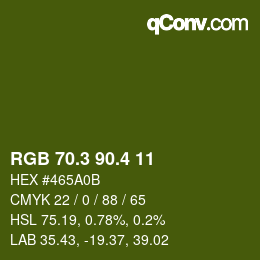 カラーコード: RGB 70.3 90.4 11 | qconv.com