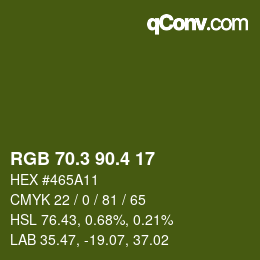 カラーコード: RGB 70.3 90.4 17 | qconv.com