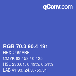 カラーコード: RGB 70.3 90.4 191 | qconv.com