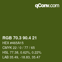 カラーコード: RGB 70.3 90.4 21 | qconv.com