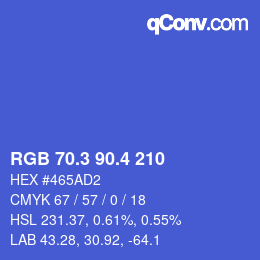 カラーコード: RGB 70.3 90.4 210 | qconv.com