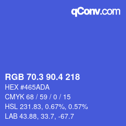 カラーコード: RGB 70.3 90.4 218 | qconv.com