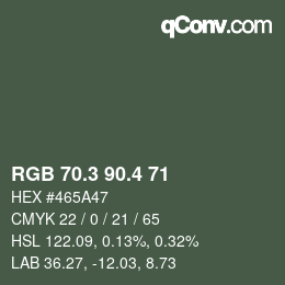 カラーコード: RGB 70.3 90.4 71 | qconv.com