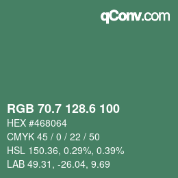 カラーコード: RGB 70.7 128.6 100 | qconv.com