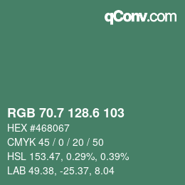 カラーコード: RGB 70.7 128.6 103 | qconv.com