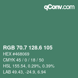 カラーコード: RGB 70.7 128.6 105 | qconv.com
