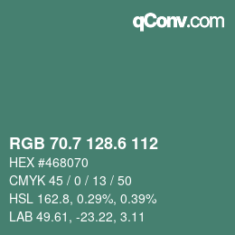 カラーコード: RGB 70.7 128.6 112 | qconv.com