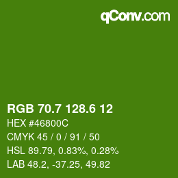 カラーコード: RGB 70.7 128.6 12 | qconv.com
