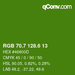 カラーコード: RGB 70.7 128.6 13 | qconv.com