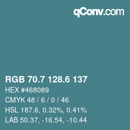 カラーコード: RGB 70.7 128.6 137 | qconv.com
