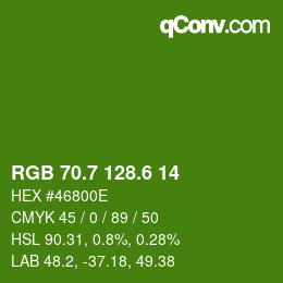カラーコード: RGB 70.7 128.6 14 | qconv.com