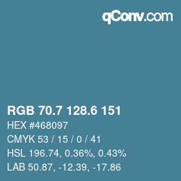 カラーコード: RGB 70.7 128.6 151 | qconv.com
