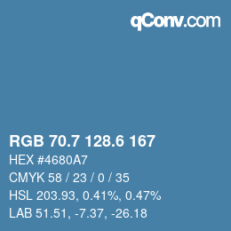 カラーコード: RGB 70.7 128.6 167 | qconv.com