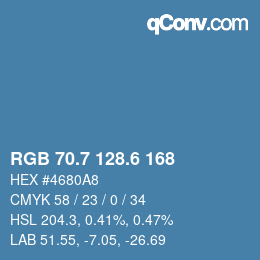 カラーコード: RGB 70.7 128.6 168 | qconv.com