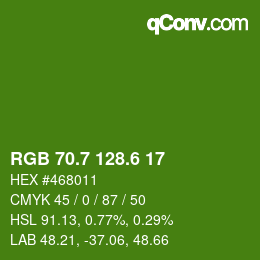 カラーコード: RGB 70.7 128.6 17 | qconv.com