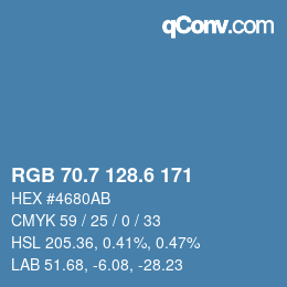 カラーコード: RGB 70.7 128.6 171 | qconv.com