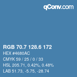 カラーコード: RGB 70.7 128.6 172 | qconv.com
