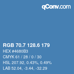 カラーコード: RGB 70.7 128.6 179 | qconv.com