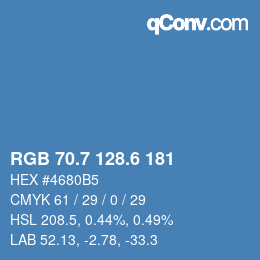 カラーコード: RGB 70.7 128.6 181 | qconv.com