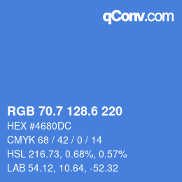 カラーコード: RGB 70.7 128.6 220 | qconv.com