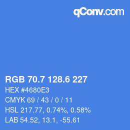 カラーコード: RGB 70.7 128.6 227 | qconv.com