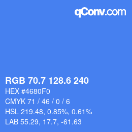 カラーコード: RGB 70.7 128.6 240 | qconv.com