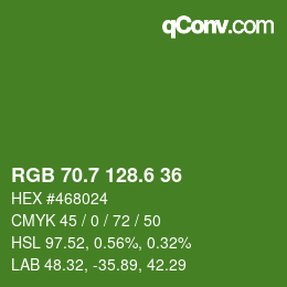 カラーコード: RGB 70.7 128.6 36 | qconv.com