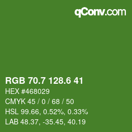 カラーコード: RGB 70.7 128.6 41 | qconv.com