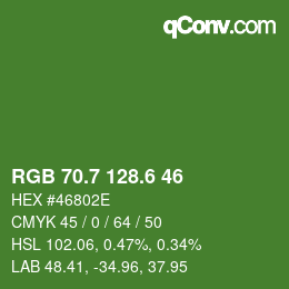 カラーコード: RGB 70.7 128.6 46 | qconv.com