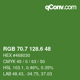 カラーコード: RGB 70.7 128.6 48 | qconv.com