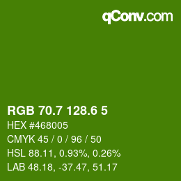 カラーコード: RGB 70.7 128.6 5 | qconv.com