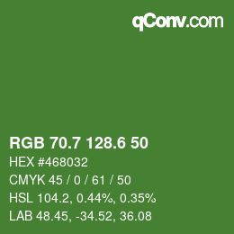 カラーコード: RGB 70.7 128.6 50 | qconv.com