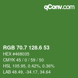 カラーコード: RGB 70.7 128.6 53 | qconv.com