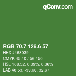カラーコード: RGB 70.7 128.6 57 | qconv.com