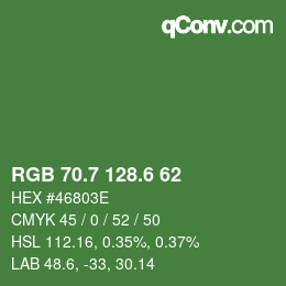 カラーコード: RGB 70.7 128.6 62 | qconv.com